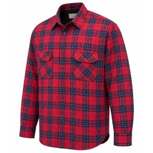 Midwest Traders Flannel Shacket Men 3XL Red Plaid LS Diamond Quilted Utility